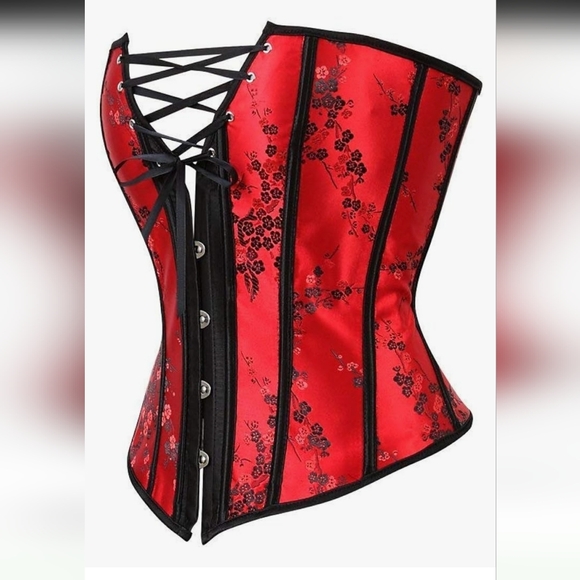 Red And Black Floral Corset Bustier Shapewear Body Shaper.  Size 6XL. - Picture 2 of 5